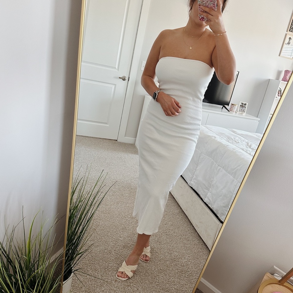 H&M White Midi Dress